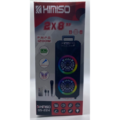 Колонка KIMISO QS-224 BT (с проводным микрофоном) (8'BASS*2 / 1200W / TWS) (6шт)