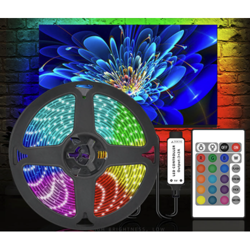 Светодиодная лента для подсветки LED Tape COBA CB 5050 RGB (5В 5м USB пульт 16цвет) (100шт)