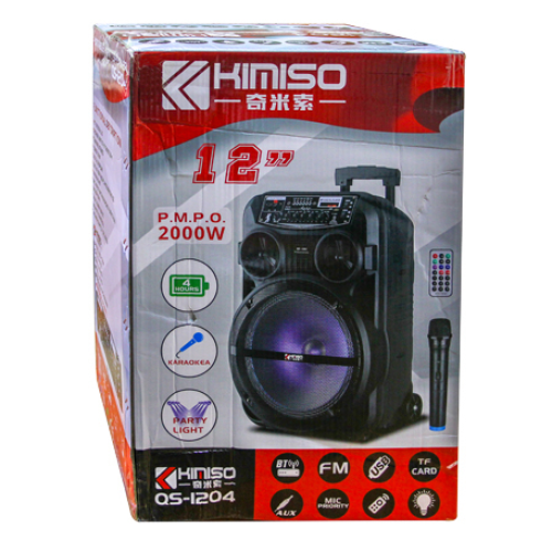 Колонка KIMISO QS-1204 BT (с проводным микрофоном) (12'BASS / 2000W) (1шт)