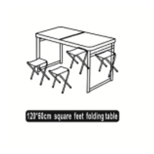 Стол Усиленный для пикника с 4 стульями Folding Table HEAVY (60х128cм) (Опт от 10шт) (1шт)