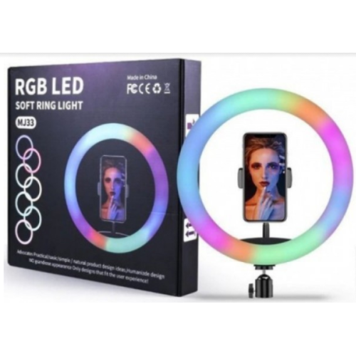 Кольцевая LED лампа MJ33 RGB с держателем для телефона 33см с питанием от USB (20шт)