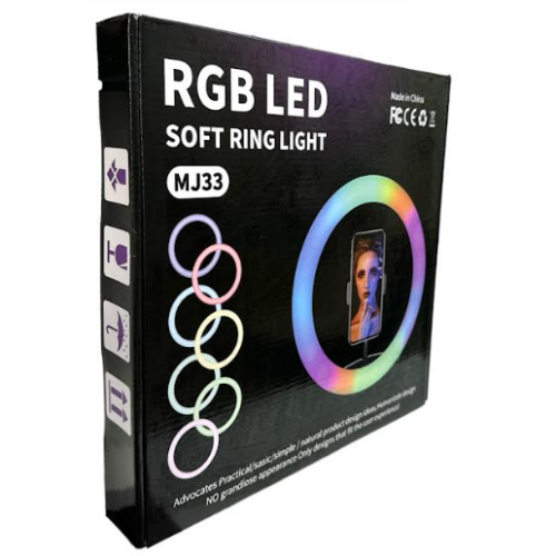 Кольцевая LED лампа MJ33 RGB с держателем для телефона 33см с питанием от USB (20шт)