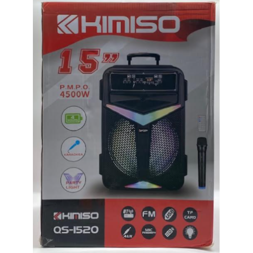 Колонка KIMISO QS-1520 BT (с проводным микрофоном) (15'BASS / 4500W) (1шт)