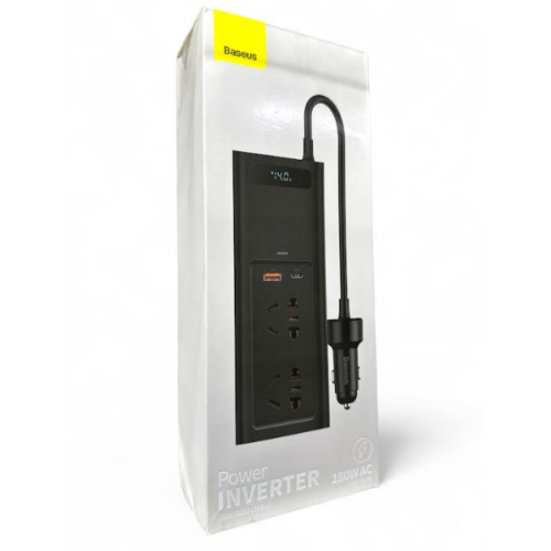 Автомобиль Преобразователь инвертор Inverter BASEUS CRNBQ-A01 150W AC (2=220В/1=USB/1=TypeC) (40шт)