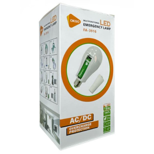 Лампочка с аккумулятором крючком (2*18650) LED Emergency Bulb OKgo FA 3916 20Вт (100шт)