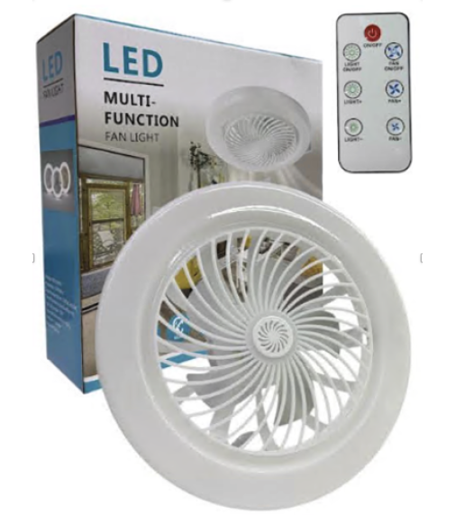 Вентилятор + Свет с пультом дистанционного управления (ЕU E27) (26*18см) ART-8200 Белый (20шт)