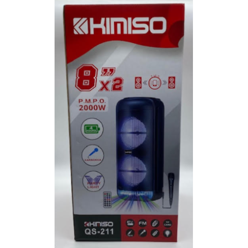 Колонка KIMISO QS-211 BT (с проводным микрофоном) (8*2'BASS / 2000W) (4шт)