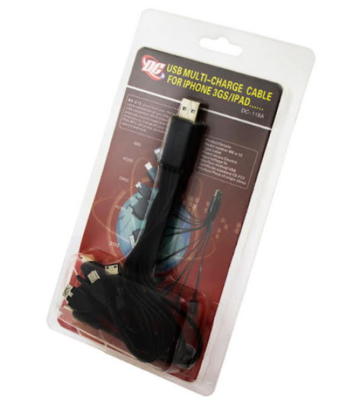 Шнур питания с набором разъемов 10in1 DC-118A в блистере