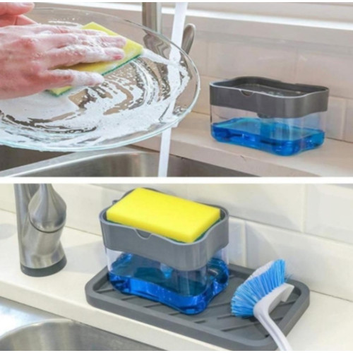 Дозатор для моющего средства с губкой Soap Pump & Sponge Caddy / ART-0349 (80шт)