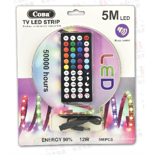 Светодиодная лента для подсветки с Bluetooth LED Tape CB5 (5050RGB) (5В+5м+USB+пульт+16цвет) (100шт)