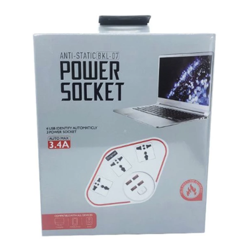 Сетевой удлинитель Anti-Static BKL-07 Power Socket  (3-разъема / 4-USB / 3.4A) (56шт)