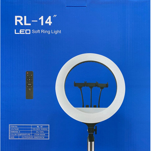 Кольцевая LED лампа RL14 пульт (3крепления для телефона 36см с питанием от 220V / ОРИГИНАЛ!! (6шт)