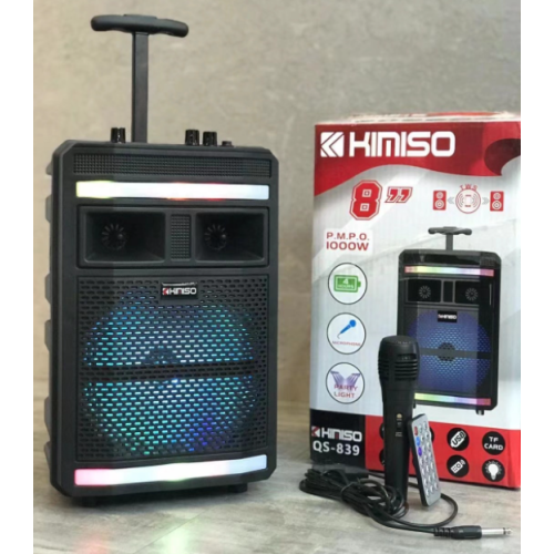 Колонка KIMISO QS-839 BT (с проводным микрофоном) (8'BASS / 1000W) (8шт)