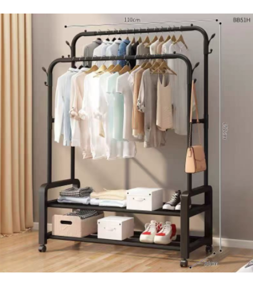 Стойка-вешалка для одежды и обуви двойная Multipurpose Hanger 6018 B (110*152*34см) (10шт)